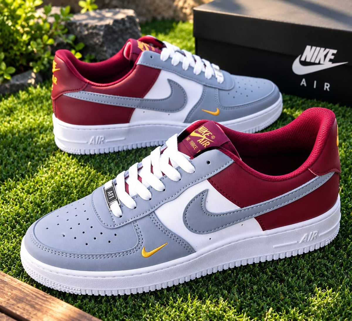 Nike Aire Force Cinza e Bordeaux