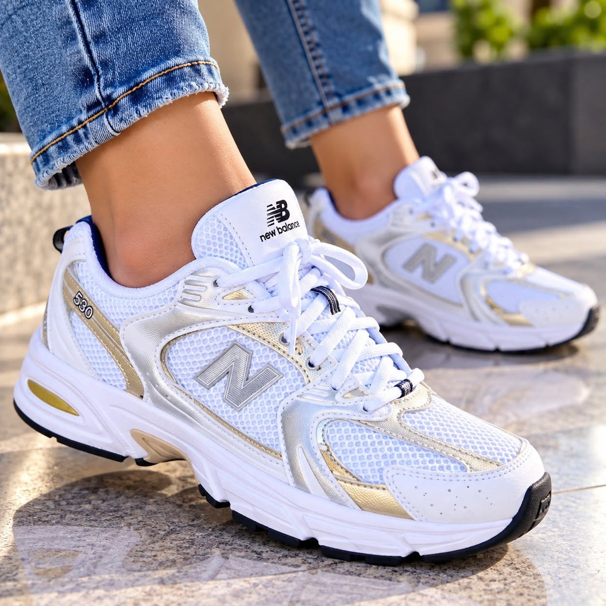 New Balance Branco Dourado